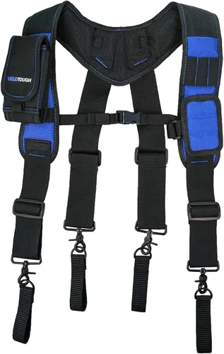 Miniatura 3 de MELOTOUGH Tirantes Magnéticos para Cinturón de Herramientas con Pulsera Magnética de Muñeca para Cinturón de Trabajo Tirantes Acolchados de Azul