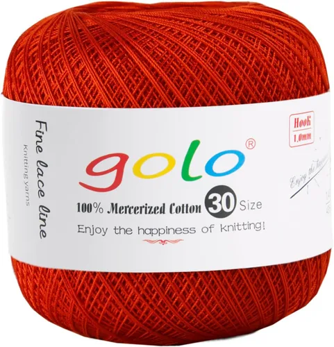 Miniatura 114 de Hilo de ganchillo golo para tejer a mano Tamaño 30, hilo para calados color Hibiscus-166 166-Hibiscu