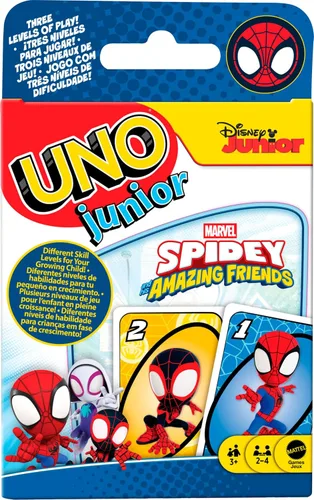 Miniatura 7 de Mattel Games UNO Junior Move - Juego de cartas para niños con reglas de acción para noche familiar, noche de juegos, viajes, campamento y fiesta