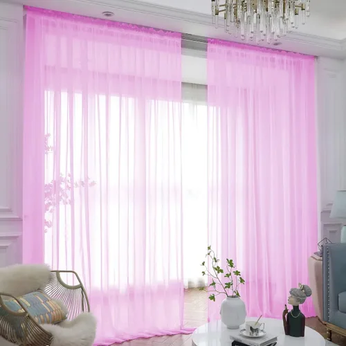 Miniatura 9 de L&TEC Cortinas traslúcidas para la ventana de color beige, 2 paneles de 48x45 pulgadas, con bolsillo básico para la barra de la cortina