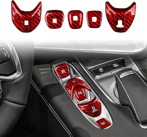 Miniatura 11 de Cubierta de fibra de carbono, para botón de palanca de cambios de automóvil, para consola central C8, decoración para Chevrolet Corvette C8 2020
