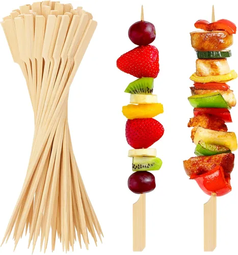 Miniatura 8 de FATLODA Palillos de Cóctel de Bambú de 3.5 Pulgadas [1200 PIEZAS] para Aperitivos, Brochetas de Madera Tipo Paleta, Palillos de Dientes Planos