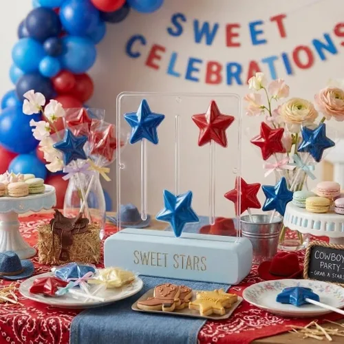 Miniatura 6 de 3374 Star Lollipop - Molde de caramelo de chocolate, plástico transparente, 3 cavidades, 2.5 pulgadas