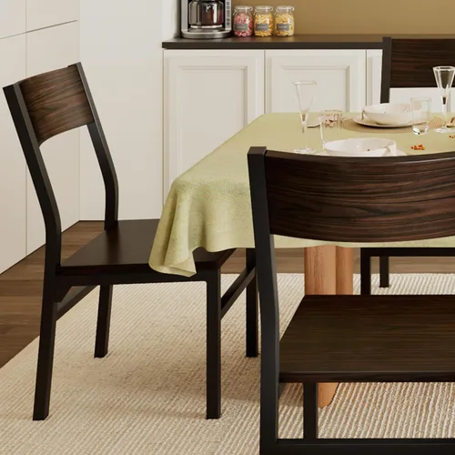 Miniatura 3 de Juego de 6 sillas de comedor Feonase, sillas de cocina modernas con respaldo ergonómico, tablero de MDF y patas de metal, sillas de cena