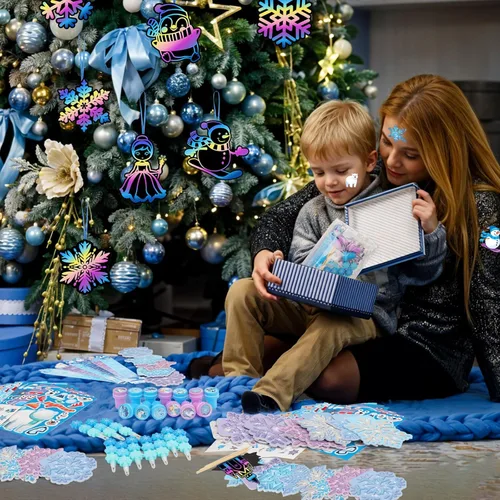 Miniatura 6 de BenLouis 216 piezas de papelería escolar congelada, regalos de fiesta de copo de nieve de invierno, regalo de aula, premios de recompensa a granel