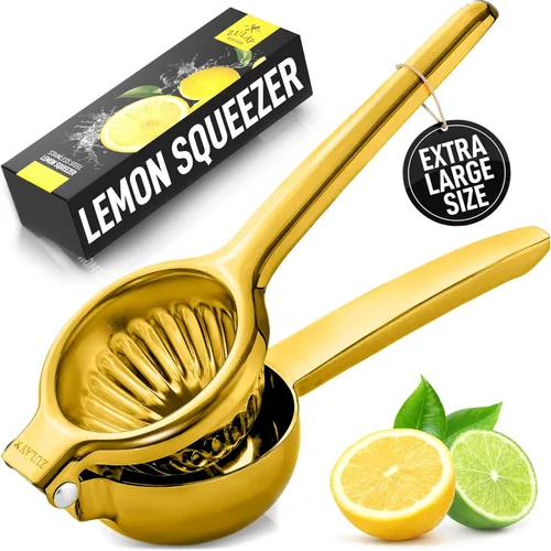 Miniatura 11 de Zulay Kitchen Exprimidor de limón de acero inoxidable, antideslizante, diseño ergonómico con cuenco exprimidor sólido y resistente, exprimidor negro