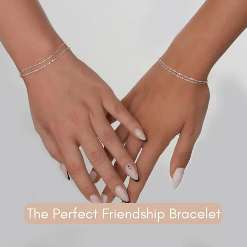 Miniatura 7 de Pulsera de doble cadena Annika Bella, cadena de mano de 6.5-7.5 pulgadas, pulseras de cadena de plata de ley 925, joyería minimalista para mujer