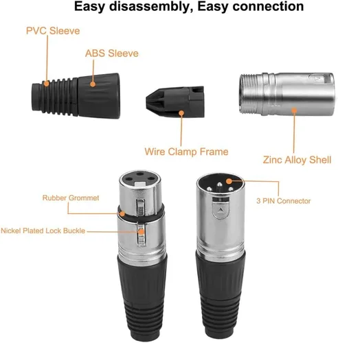 Miniatura 2 de 2 machos + 2 hembras 3 pines XLR tipo soldadura micrófono línea conector conector micrófono audio socket (paquete de 4)