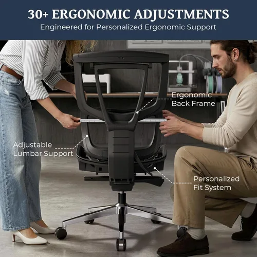 Miniatura 8 de Lumbar Support Office Chair - 330lb Big & Tall Ergonomic Office Chair with Dynamic Lumbar - Forward Tilt Seat - Adjustable Headrest & Arms