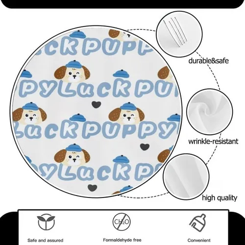 Miniatura 3 de Cute Dog Print Round Tablecloth Table Cloth Decor Washable Table Cover with Wrinkle Resistant for Home Kitchen Dining Room Picnic Camping Party