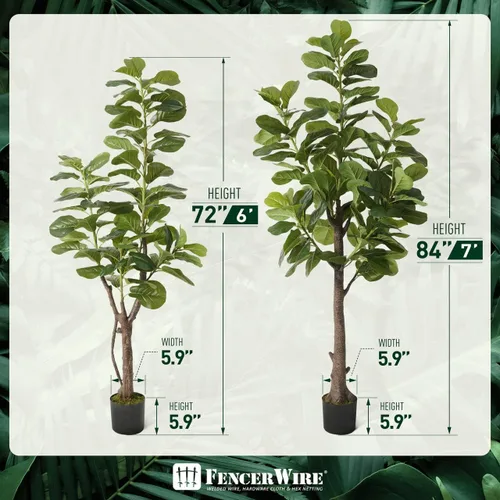 Miniatura 3 de Fencer Wire Árbol de higuera artificial de hoja de violín, 6/7 pies en maceta con musgo seco, para casa, oficina, tienda, árbol sintético de ficus