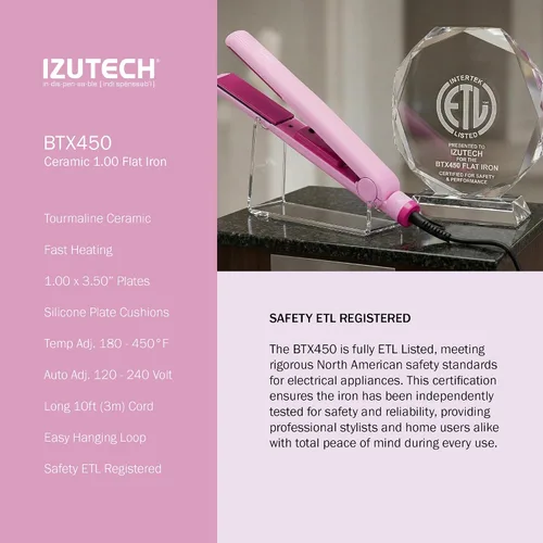 Miniatura 11 de IZUTECH BTX450 One Inch Styler Algodón Rosa