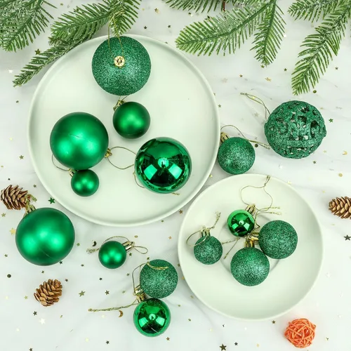 Miniatura 7 de Aitsite Juego de 100 adornos para árbol de Navidad, mini bolas navideñas irrompibles para decoraciones navideñas (verde)