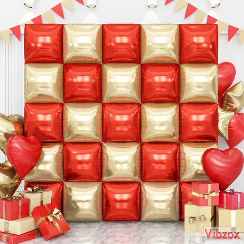 Miniatura 15 de Globos cuadrados en blanco y negro para pared, globos cromados y blancos de doble cara, kit de arco de túnel, telón de fondo para tablero de ajedrez