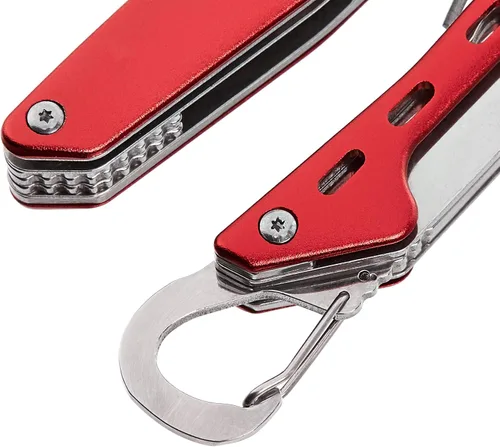 Miniatura 4 de Amazon Basics Multiherramienta de acero inoxidable 10 en 1 con seguro de bloqueo y funda de nailon, rojo