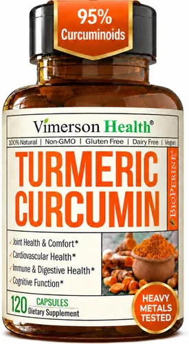 Miniatura 12 de Suplemento dietario a base de cúrcuma y curcumina con bioperine para aliviar del dolor en las articulaciones, con efecto antinflamatorio