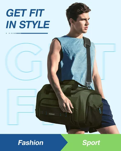 Miniatura 2 de BAGSMART Bolsa de gimnasio para hombres y mujeres, bolsa de viaje deportiva con compartimento para zapatos y bolsillo húmedo, bolsa de transporte