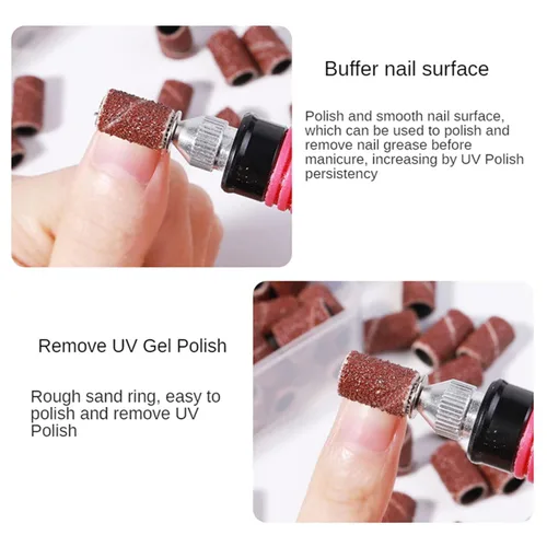 Miniatura 3 de Bandas de lijado – Bandas de lijado para arte de uñas – Yimart 210 unids/caja 80# 120 # 180# Bandas de lijado de uñas eléctricas para máquina