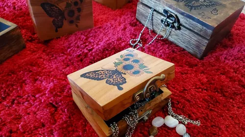 Miniatura 8 de JB&C Premium Caja de joyería pequeña de girasol y mariposa, caja de recuerdo para niñas, mujeres, idea de regalo, adornos para amantes