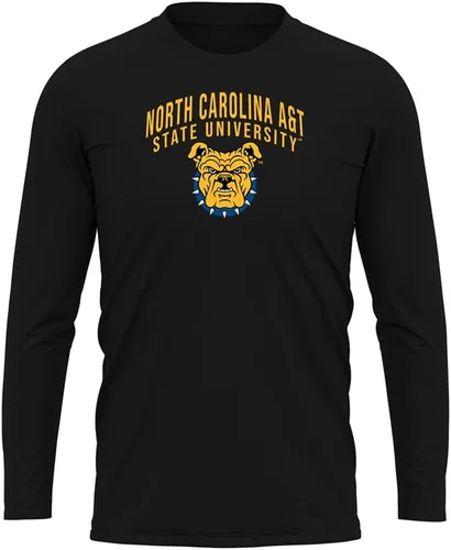 Miniatura 124 de Camisa deportiva de manga larga oficial de la NCAA Collegiate para hombre, colección negra con logotipo primario