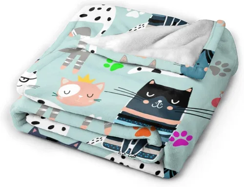 Miniatura 8 de Manta de franela súper suave con diseño de gato, acogedora y ligera para mujeres, niños y adultos, 50 x 40 pulgadas