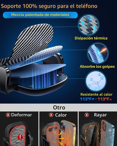Miniatura 5 de Qifutan Soporte de teléfono para automóvil, soporte de teléfono para parabrisas de automóvil, ventilación de aire, universal, manos libres, soporte