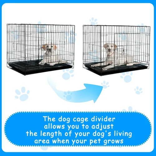 Miniatura 5 de Tandefio Paquete de 2 paneles divisores de jaulas para perros de 48 pulgadas, divisor ajustable de metal para perreras para perros grandes, medianos