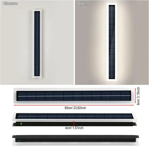 Miniatura 7 de Luces de pared solares al aire libre impermeables, lámpara de pared LED de montaje de 10W con pantalla de acrílico de 60 cm de largo, lámparas
