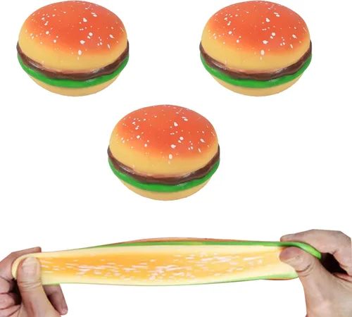 Miniatura 9 de Hamburger Stress Toys - Juguetes para apretar hamburguesas, juguetes elásticos para hamburguesas, juguetes novedosos y divertidos para aliviar
