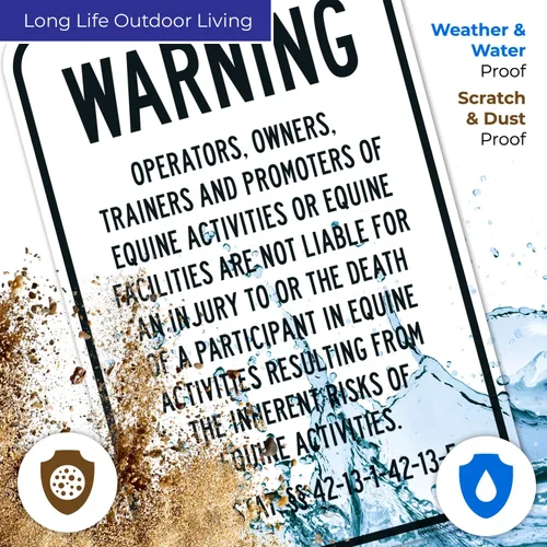 Miniatura 3 de Warning Under New Mexico Law Equine Activity Sponsor Or Professional Sign, 12x18 Inches, 55 mil Thick HDPS (high Density polystyrene), Made in USA