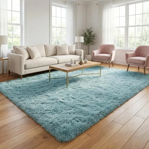 Miniatura 140 de Merelax Alfombra Moderna Suave y Esponjosa Shaggy para Dormitorio Sala de Estar Decoración de Sillas Pequeñas Alfombras Tapetes para Pies Piso, Verde