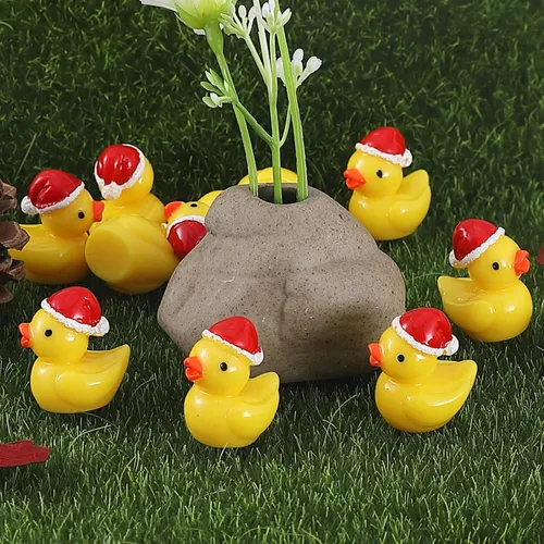 Miniatura 4 de 50 mini patos de resina, mini patos de Navidad, figuras de pato en miniatura para manualidades, casa de muñecas, decoración del jardín, decoración