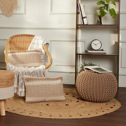 Miniatura 8 de REDEARTH · Puf otomano redondo, tejido a mano, trenzado bohemio, decoración del hogar, puf circular para sala de estar, guardería, dormitorio, sala