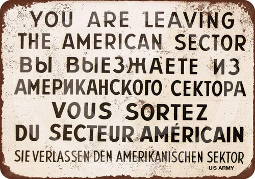 HomDeo Letreros de metal vintage para decoración de sótano 1962 Checkpoint Charlie Berlin Wall Vintage Look Cartel de hojalata de 8 x 12 pulgadas