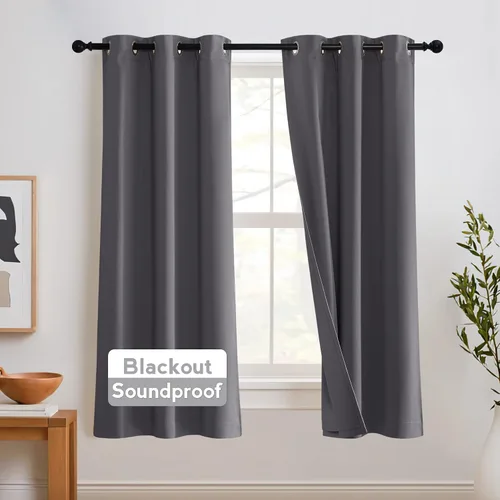 Miniatura 73 de RYB HOME 3 en 1 insonorizadas - oscurecedoras - cortinas de lino con aislamiento, cortinas de ahorro de energía con bloqueo de ruido para Lino blanco