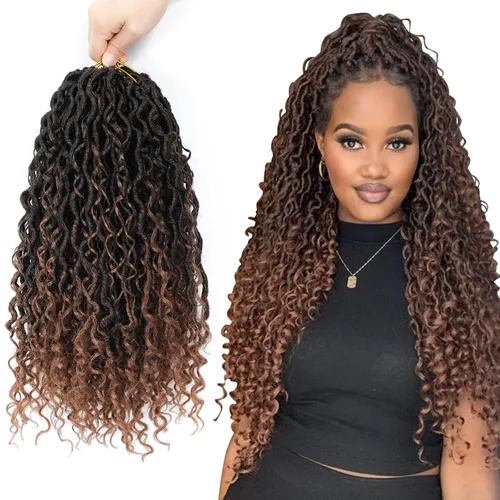 Miniatura 18 de 8 Paquetes de Rastas Falsas Bohemias de Ganchillo de 14 Pulgadas, Rastas Suaves de Ganchillo con Extremos Rizados, Pre-enrolladas, Cabello de 1B/27#