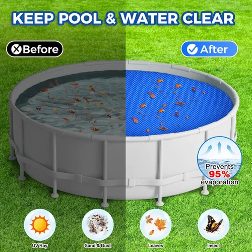 Miniatura 2 de Cubierta solar para piscina redonda de 6 pies para piscinas subterráneas de 6 a 24 pies, cubiertas de burbujas de calefacción térmica para bañera