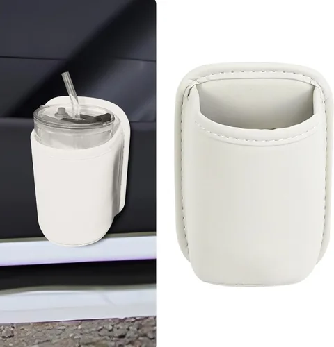 Miniatura 8 de Wuyaoyao Portavasos grande para puerta de automóvil, portavasos de cuero con clip para puerta de auto y bolsillo del asiento trasero, soportes
