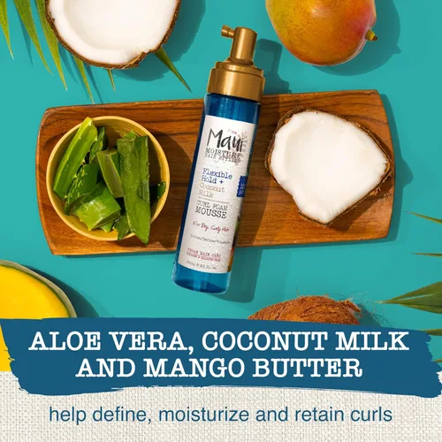 Miniatura 3 de Maui Moisture Mousse de espuma flexible para rizos de leche de coco, para peinado de cabello rizado, sin alcohol de secado, parabenos o silicona