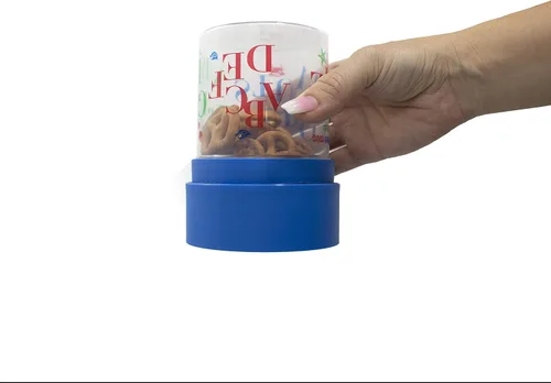 Miniatura 5 de Munchie Mug Taza de aperitivos a prueba de derrames para niños pequeños, tapa de tela suave, contenedor de aperitivos antiderrames, fabricado