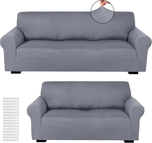 Miniatura 32 de Peryiter Juego de 2 fundas para sofá de dos plazas Fundas para muebles para sala de estar para sofá, sillón, ajuste elástico, a prueba de arrugas