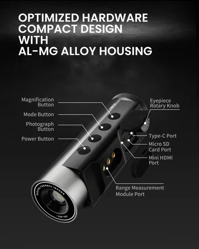Miniatura 7 de MiLESEEY Monocular térmico T-Recon Scout, 256x192 (25 Hz) TNV10 Monocular térmico de aleación Mg-Al para aeronaves, Imágenes térmicas portátiles
