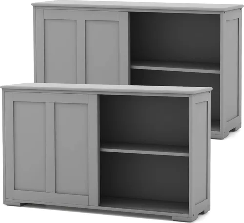Miniatura 12 de Costzon Aparador Buffet Mueble, Gabinete de Almacenamiento de Cocina de Madera con Estante Ajustable, Puertas Corredizas de Vidrio, Mueble de Puerta