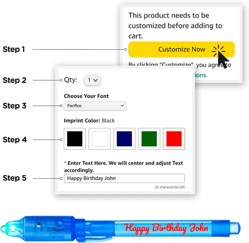 Miniatura 4 de Paquete de marcadores de tinta invisible que desaparecen personalizados, escritor de mensajes secretos personalizados con luz UV, diversión