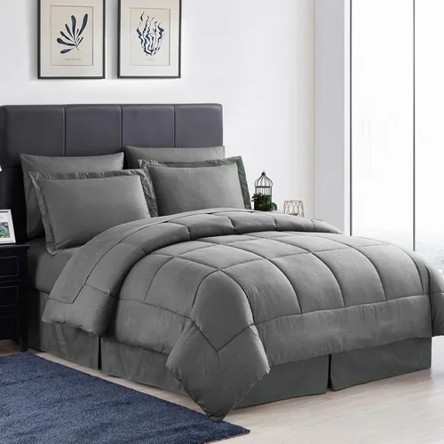 Miniatura 10 de Juego de edredón de 8 piezas con diseño de cama en una bolsa, sábanas de cama, 2 fundas de almohada y 2 fundas de almohada alternativas para todas