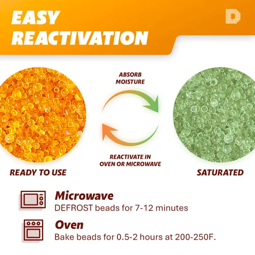 Miniatura 4 de Dry & Dry [1.63 kg] Cuentas de gel de sílice indicadoras de primera calidad de color naranja (estándar de la industria 3-5 mm) - Cuentas de gel