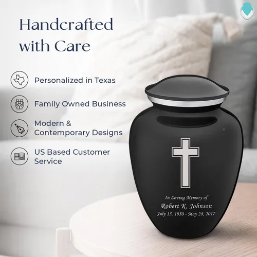 Miniatura 9 de Geturns Embrace - Urnas de cremación cruzadas personalizadas para adultos para cenizas humanas, urna funeraria grande negra para mujeres y hombres