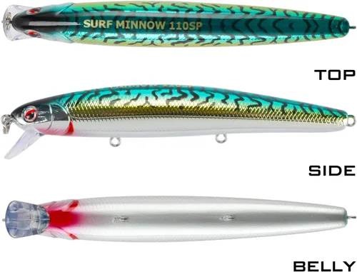 Miniatura 4 de LITTMA Señuelos de pesca de surf de California Señuelos de pesca de agua salada Jerkbait Crankbait Surf Minnow 110 - Sardina metálica Super Glow