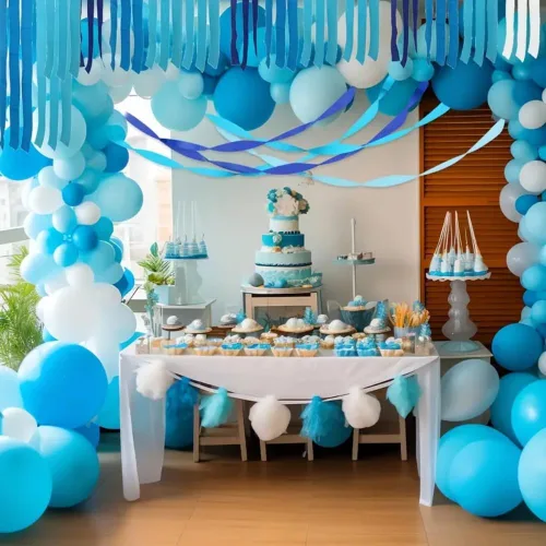 Miniatura 4 de Rollo de papel crepé azul bebé, 81 pies (1 unidad), ideal para impresionantes manualidades, decoración de fiestas y más