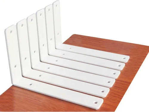 Miniatura 102 de Paquete de 12 soportes de estante en L de 8 pulgadas de largo x 6 pulgadas de alto x 1.5 pulgadas de ancho, 5 mm de grosor, soporte de estante en L